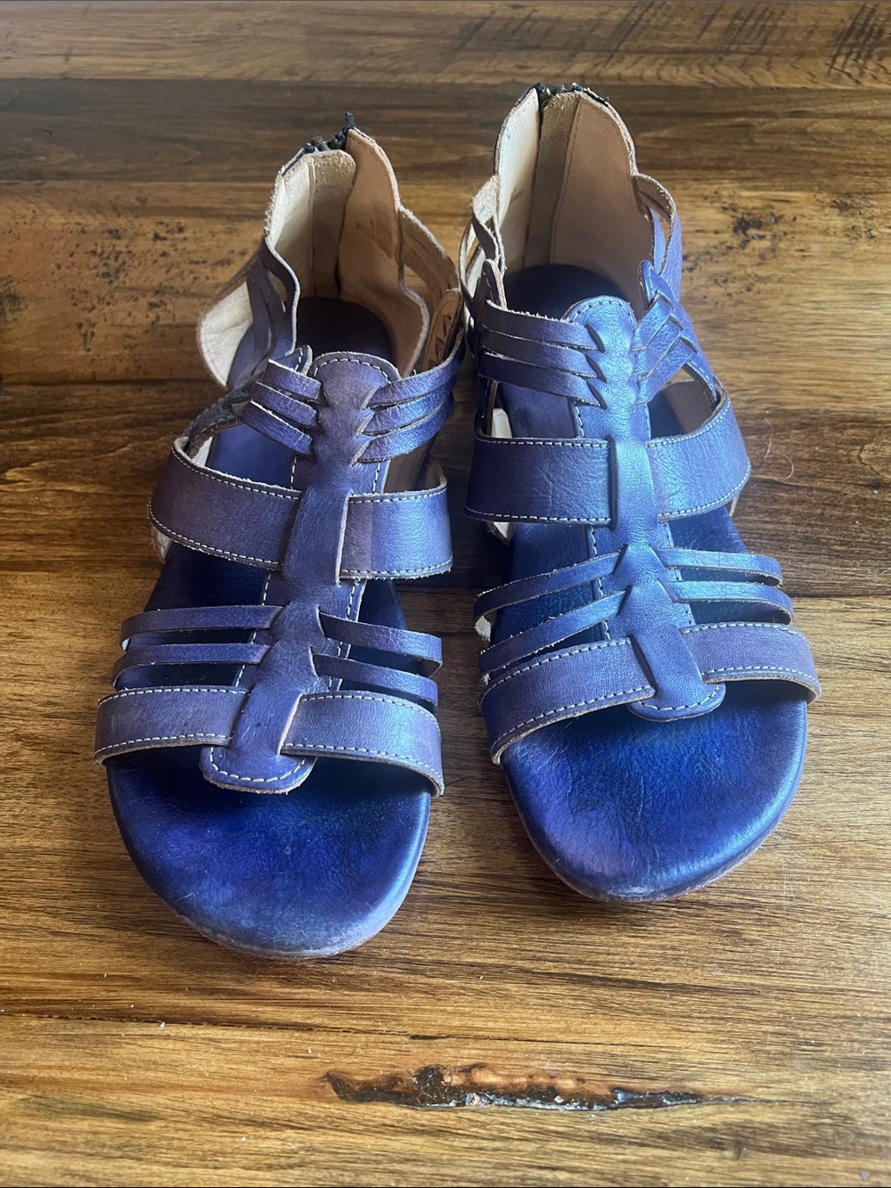 Bed Stu Women's Strappy Sandals in Deep Blue and Brown